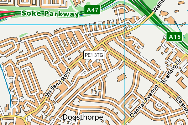 PE1 3TG map - OS VectorMap District (Ordnance Survey)