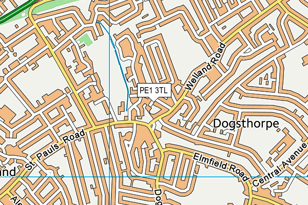 PE1 3TL map - OS VectorMap District (Ordnance Survey)