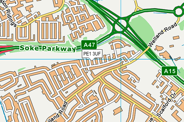 PE1 3UF map - OS VectorMap District (Ordnance Survey)