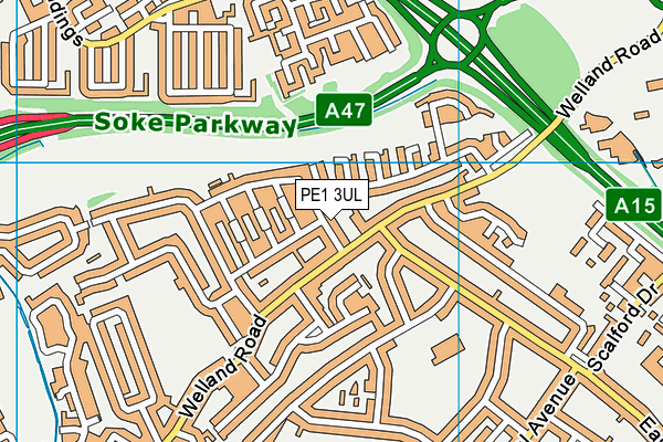 PE1 3UL map - OS VectorMap District (Ordnance Survey)