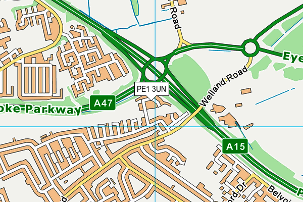 PE1 3UN map - OS VectorMap District (Ordnance Survey)