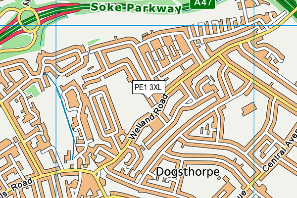PE1 3XL map - OS VectorMap District (Ordnance Survey)