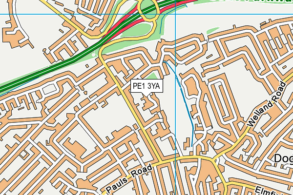 PE1 3YA map - OS VectorMap District (Ordnance Survey)