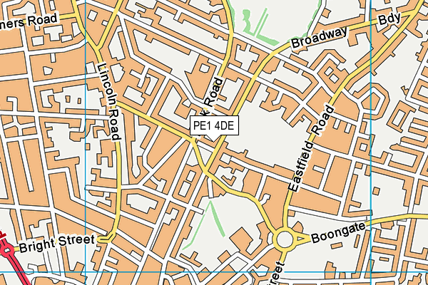 PE1 4DE map - OS VectorMap District (Ordnance Survey)