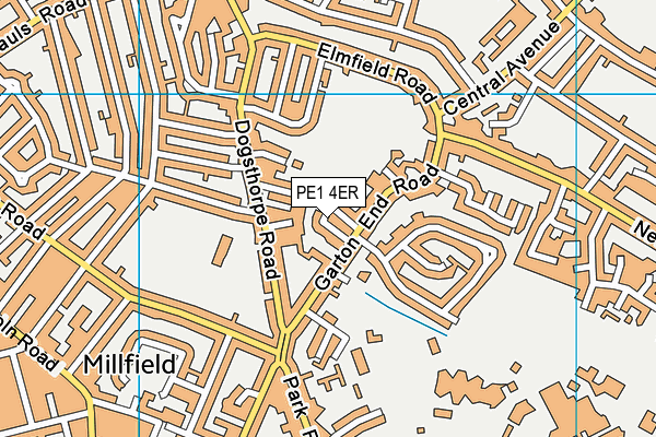 PE1 4ER map - OS VectorMap District (Ordnance Survey)