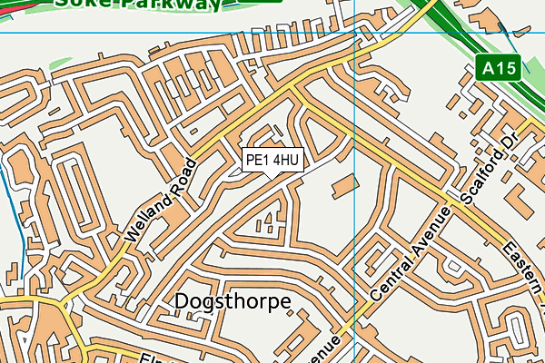 PE1 4HU map - OS VectorMap District (Ordnance Survey)