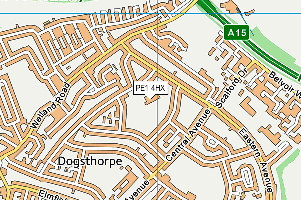 PE1 4HX map - OS VectorMap District (Ordnance Survey)