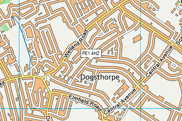 PE1 4HZ map - OS VectorMap District (Ordnance Survey)