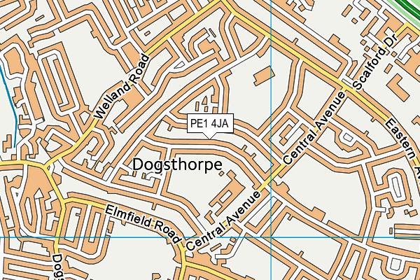 PE1 4JA map - OS VectorMap District (Ordnance Survey)