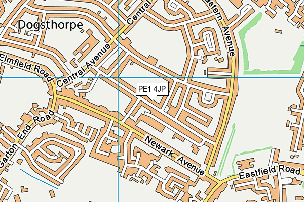 PE1 4JP map - OS VectorMap District (Ordnance Survey)
