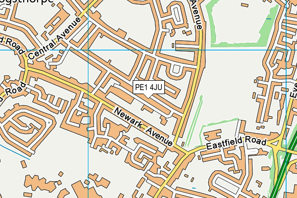 PE1 4JU map - OS VectorMap District (Ordnance Survey)