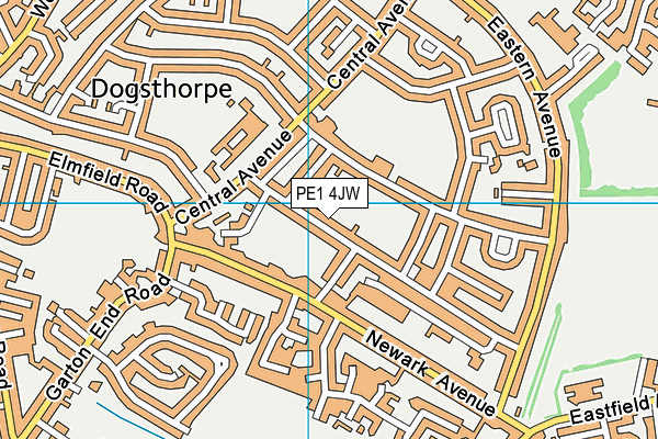 PE1 4JW map - OS VectorMap District (Ordnance Survey)