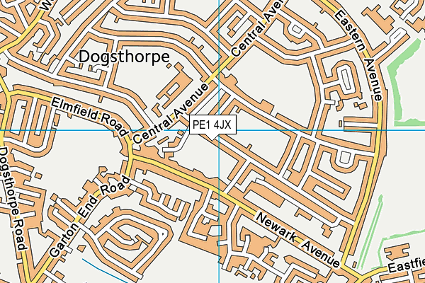 PE1 4JX map - OS VectorMap District (Ordnance Survey)