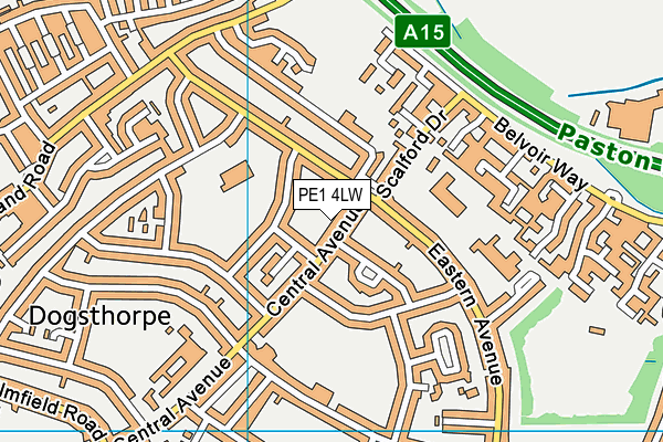 PE1 4LW map - OS VectorMap District (Ordnance Survey)