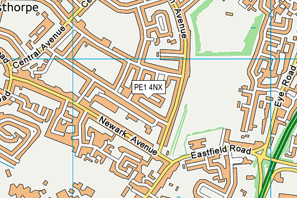 PE1 4NX map - OS VectorMap District (Ordnance Survey)