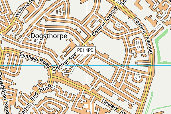 PE1 4PD map - OS VectorMap District (Ordnance Survey)