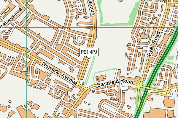 PE1 4PJ map - OS VectorMap District (Ordnance Survey)