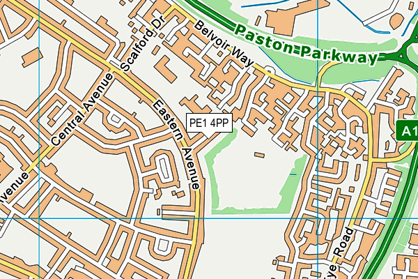 Marshfields School map (PE1 4PP) - OS VectorMap District (Ordnance Survey)