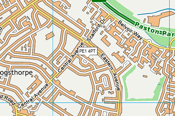 PE1 4PT map - OS VectorMap District (Ordnance Survey)