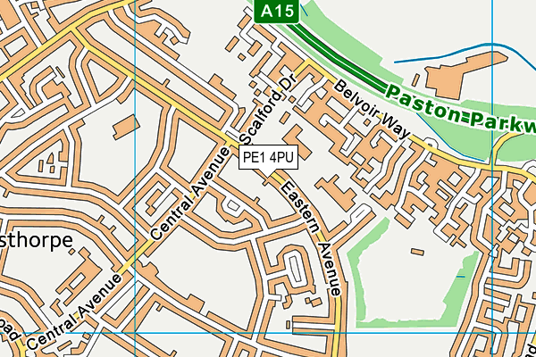 PE1 4PU map - OS VectorMap District (Ordnance Survey)