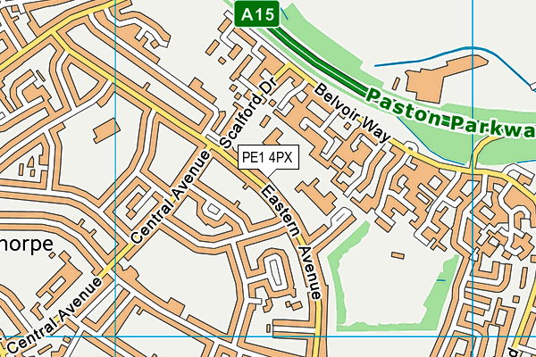 PE1 4PX map - OS VectorMap District (Ordnance Survey)