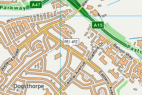 PE1 4PZ map - OS VectorMap District (Ordnance Survey)