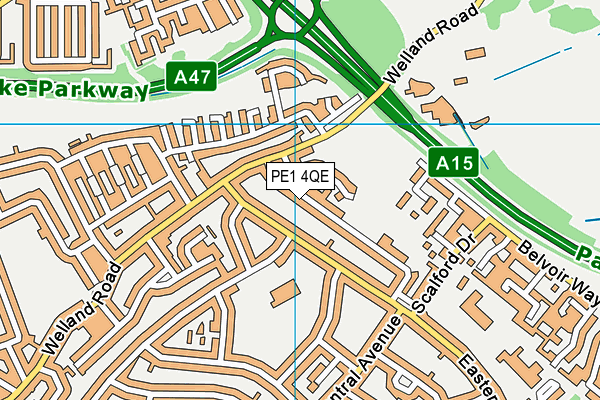 PE1 4QE map - OS VectorMap District (Ordnance Survey)