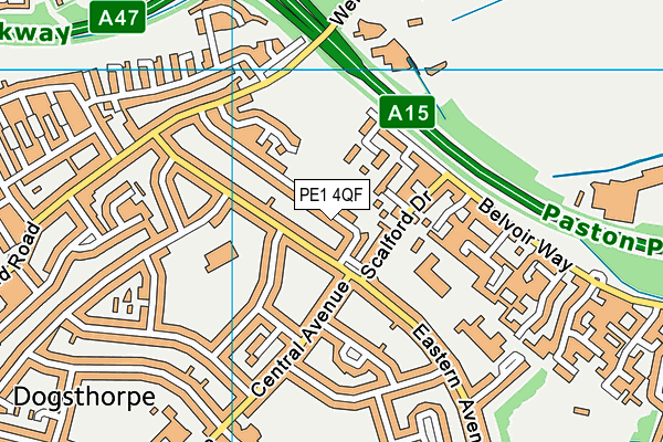 PE1 4QF map - OS VectorMap District (Ordnance Survey)