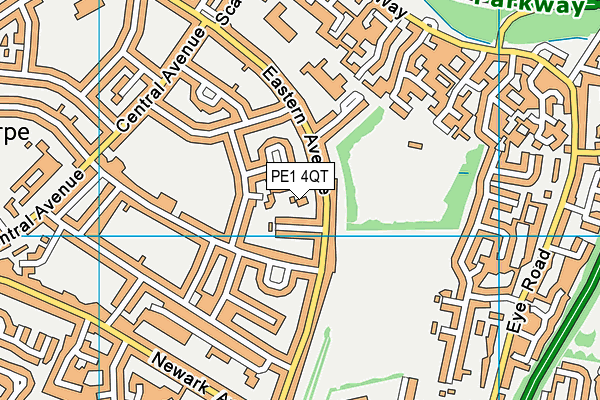 PE1 4QT map - OS VectorMap District (Ordnance Survey)