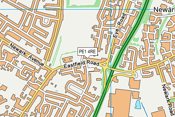PE1 4RE map - OS VectorMap District (Ordnance Survey)