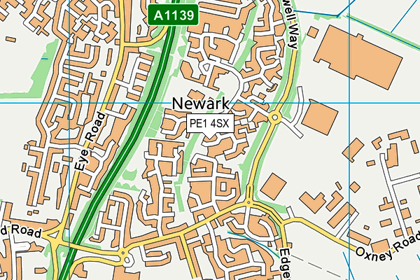 PE1 4SX map - OS VectorMap District (Ordnance Survey)