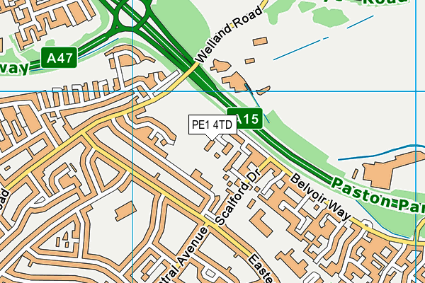 PE1 4TD map - OS VectorMap District (Ordnance Survey)