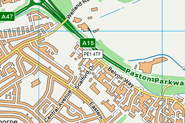 PE1 4TF map - OS VectorMap District (Ordnance Survey)
