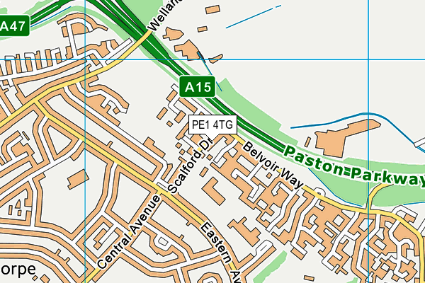 PE1 4TG map - OS VectorMap District (Ordnance Survey)