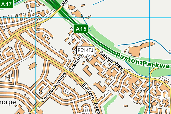 PE1 4TJ map - OS VectorMap District (Ordnance Survey)