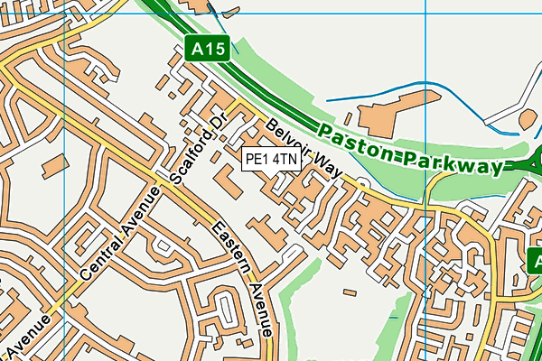 PE1 4TN map - OS VectorMap District (Ordnance Survey)