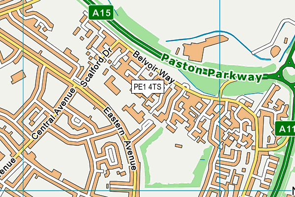 PE1 4TS map - OS VectorMap District (Ordnance Survey)