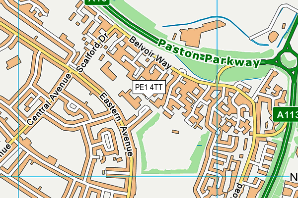 PE1 4TT map - OS VectorMap District (Ordnance Survey)