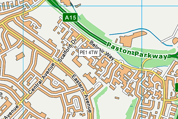PE1 4TW map - OS VectorMap District (Ordnance Survey)
