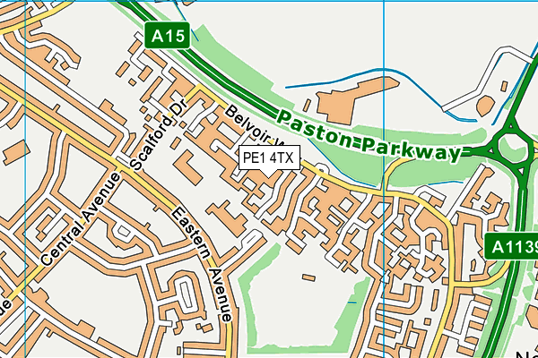 PE1 4TX map - OS VectorMap District (Ordnance Survey)