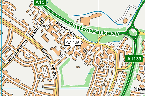 PE1 4UA map - OS VectorMap District (Ordnance Survey)