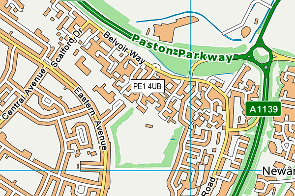 PE1 4UB map - OS VectorMap District (Ordnance Survey)