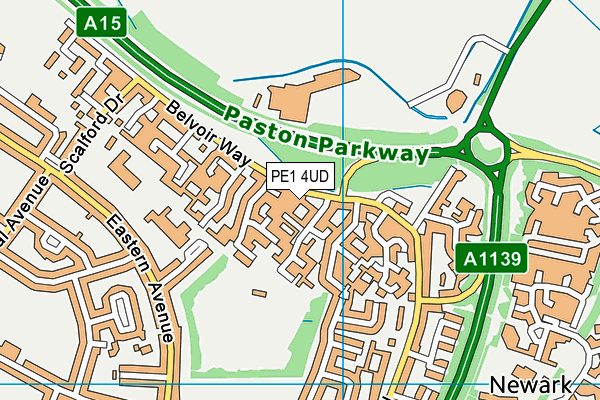 PE1 4UD map - OS VectorMap District (Ordnance Survey)