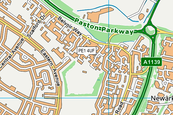 PE1 4UF map - OS VectorMap District (Ordnance Survey)