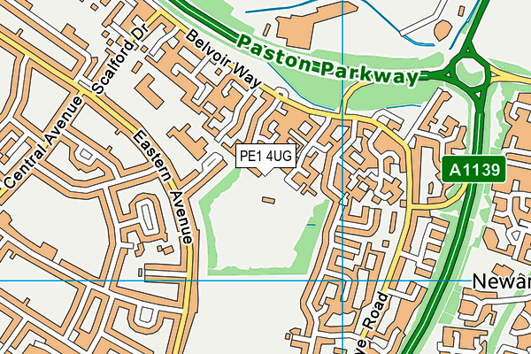 PE1 4UG map - OS VectorMap District (Ordnance Survey)