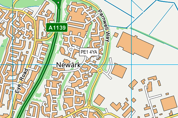 PE1 4YA map - OS VectorMap District (Ordnance Survey)