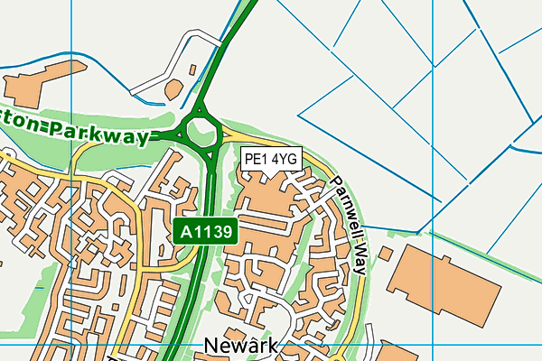 PE1 4YG map - OS VectorMap District (Ordnance Survey)