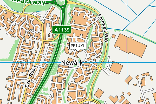 PE1 4YL map - OS VectorMap District (Ordnance Survey)