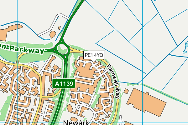 PE1 4YQ map - OS VectorMap District (Ordnance Survey)