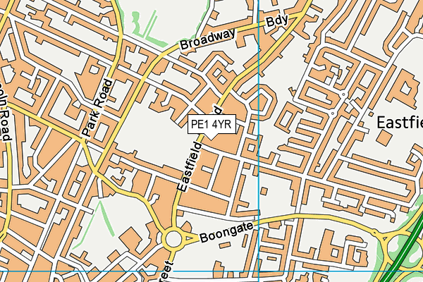 PE1 4YR map - OS VectorMap District (Ordnance Survey)